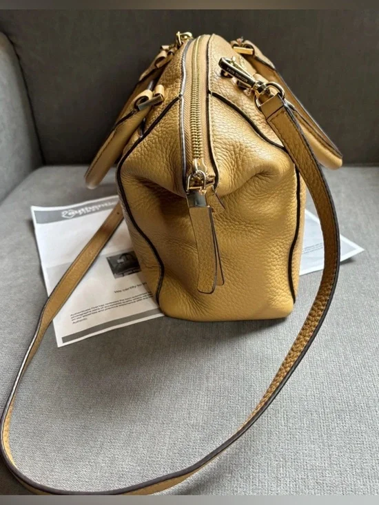 Michael Kors Pebbled Leather Riley Satchel- Peanut Butter/Tan W/COA and GUC💜 - Picture 7 of 16